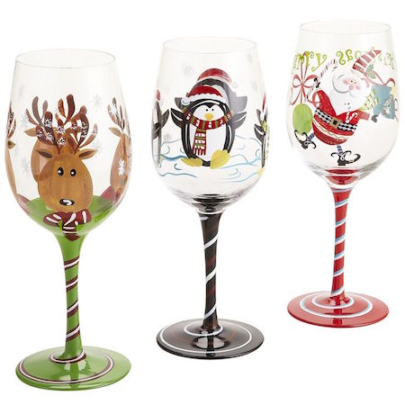ysister 6 Pezzi Natale Bicchieri da Vino in Vetro ciondoli Anelli Marker Charm Bicchiere Vino Tema Natale Tag di Bicchieri di Vino per Festa Favori e Riunione di Famiglia 